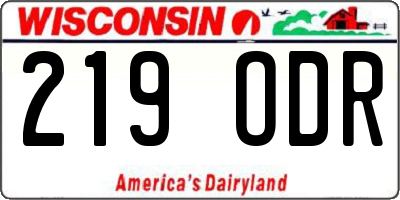 WI license plate 219ODR