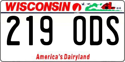 WI license plate 219ODS