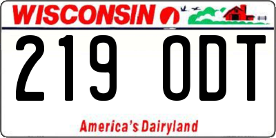 WI license plate 219ODT