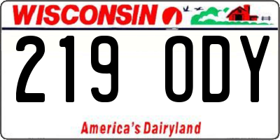 WI license plate 219ODY