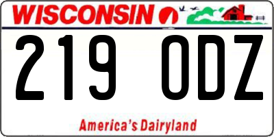 WI license plate 219ODZ