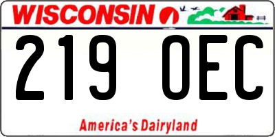 WI license plate 219OEC