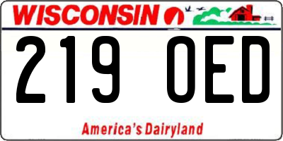 WI license plate 219OED