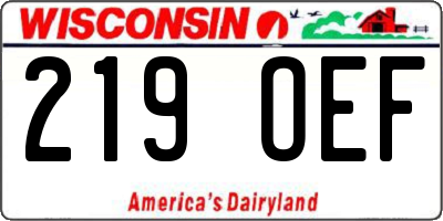 WI license plate 219OEF