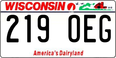 WI license plate 219OEG