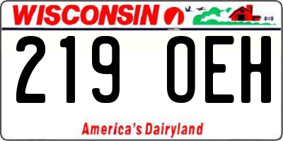 WI license plate 219OEH