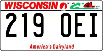 WI license plate 219OEI