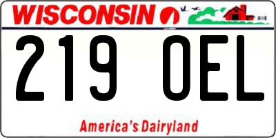 WI license plate 219OEL
