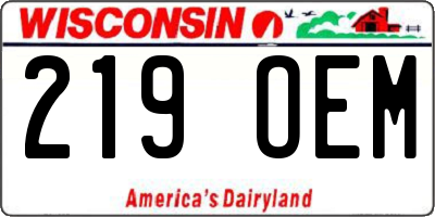 WI license plate 219OEM