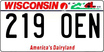 WI license plate 219OEN