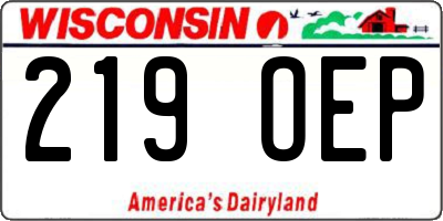 WI license plate 219OEP