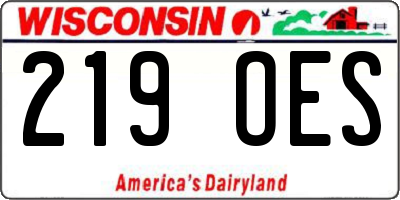 WI license plate 219OES