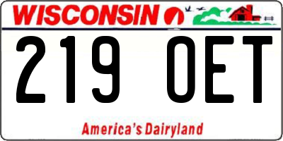 WI license plate 219OET