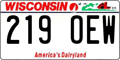 WI license plate 219OEW