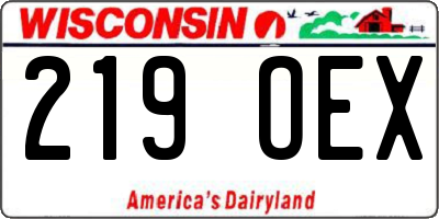 WI license plate 219OEX