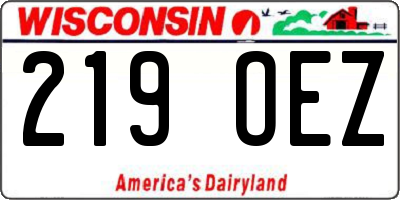 WI license plate 219OEZ