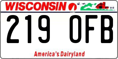 WI license plate 219OFB