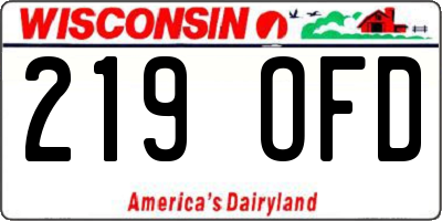 WI license plate 219OFD