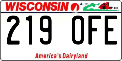 WI license plate 219OFE