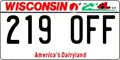WI license plate 219OFF