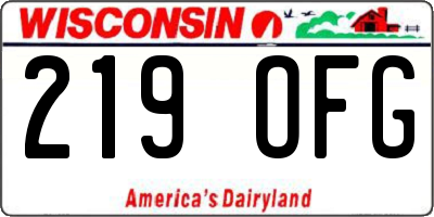 WI license plate 219OFG