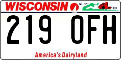WI license plate 219OFH