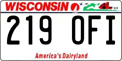 WI license plate 219OFI