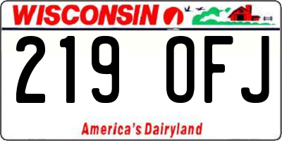 WI license plate 219OFJ