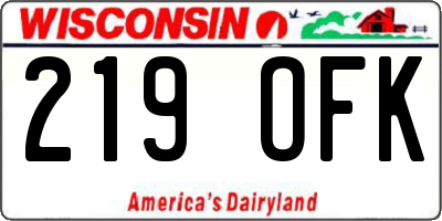 WI license plate 219OFK