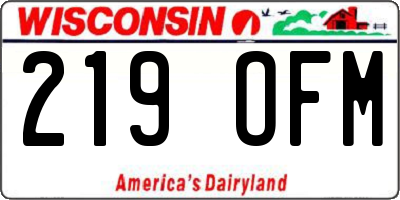 WI license plate 219OFM