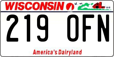 WI license plate 219OFN