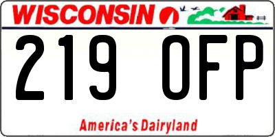 WI license plate 219OFP