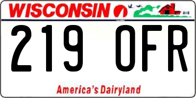 WI license plate 219OFR