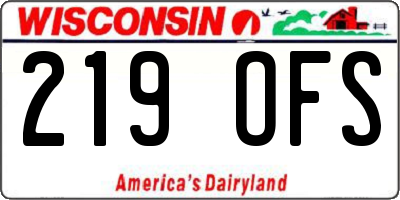 WI license plate 219OFS