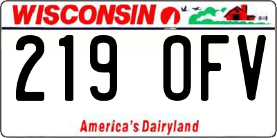 WI license plate 219OFV