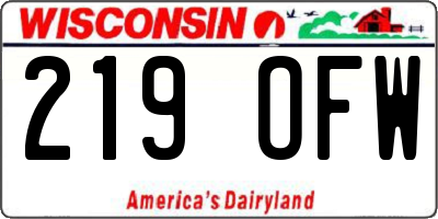 WI license plate 219OFW