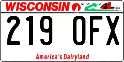 WI license plate 219OFX