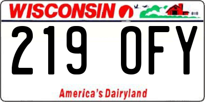 WI license plate 219OFY