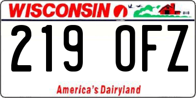 WI license plate 219OFZ