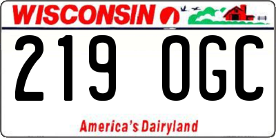 WI license plate 219OGC