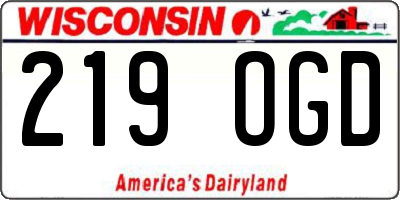 WI license plate 219OGD