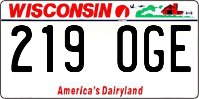 WI license plate 219OGE