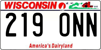 WI license plate 219ONN