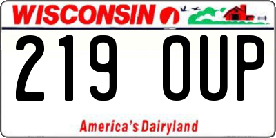 WI license plate 219OUP