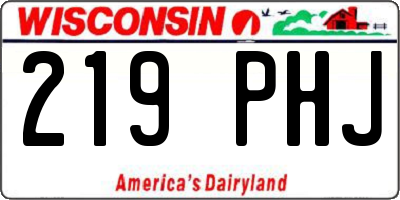 WI license plate 219PHJ