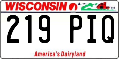 WI license plate 219PIQ