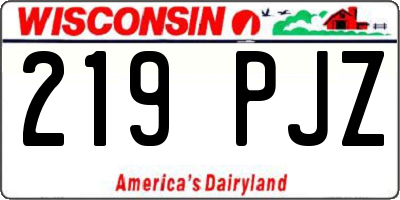 WI license plate 219PJZ