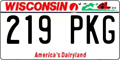 WI license plate 219PKG