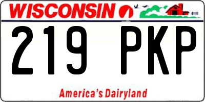 WI license plate 219PKP