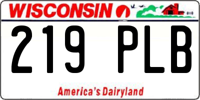 WI license plate 219PLB